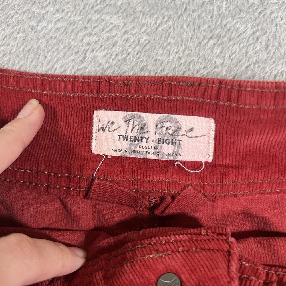 We The Free Skirt Womens 28 Red Corduroy Mini Button Front‎ Pockets Boho Style